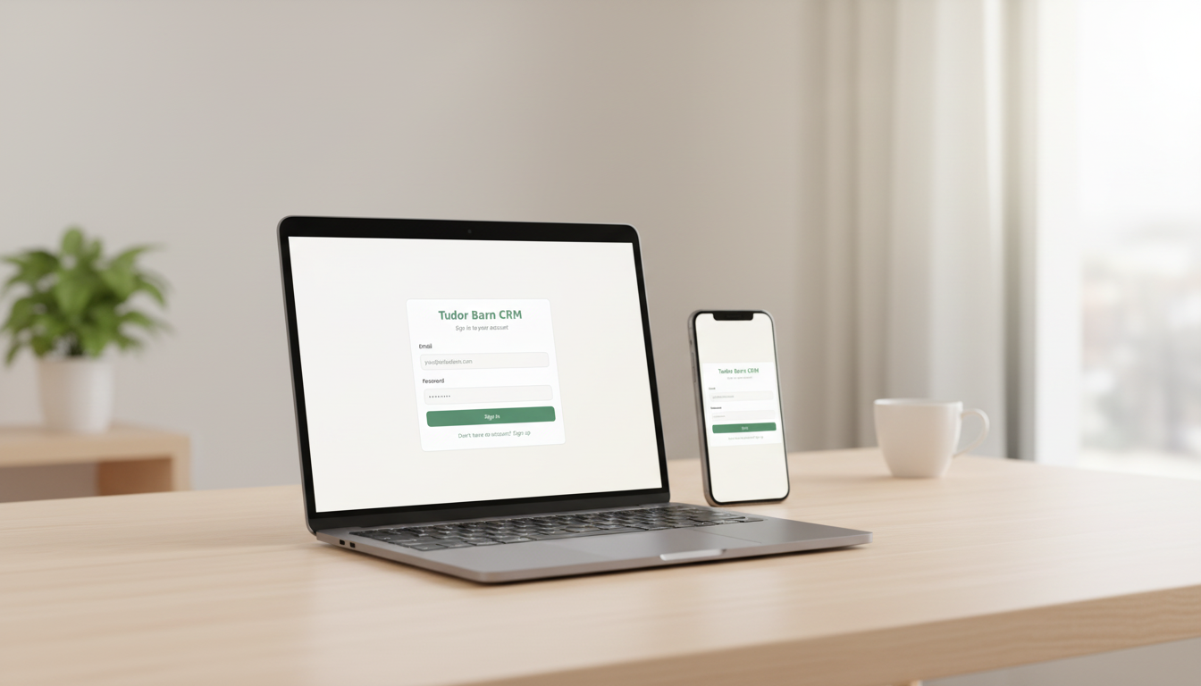 Tudor Barn CRM Login — Branded login portal with mobile-responsive design