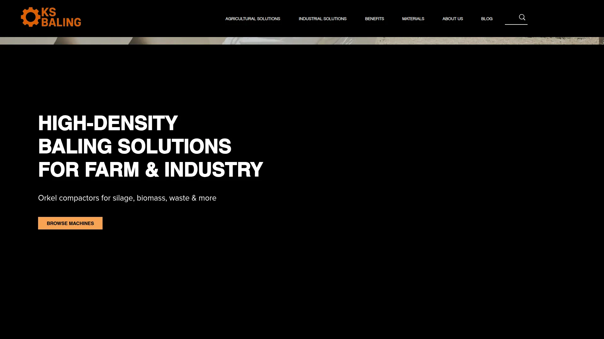 KS Baling website showing its agricultural and industrial baling services